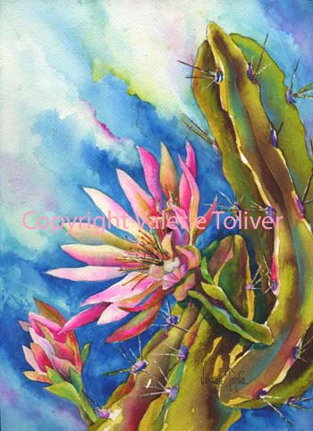 Cereus Awakening Watercolor Painting by Valerie Toliver